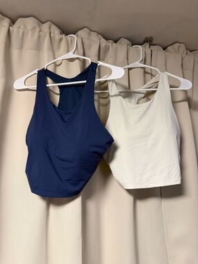 Crz Yoga Navy and Cream Racerback Swim Tops